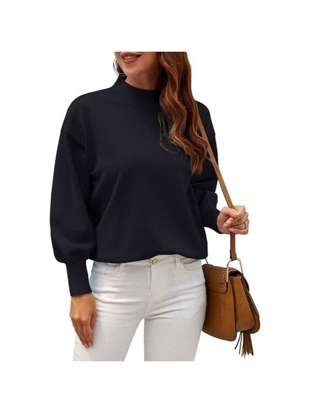 WEACZZY Sweater Mock Neck Knit Pullover Long Sleeve